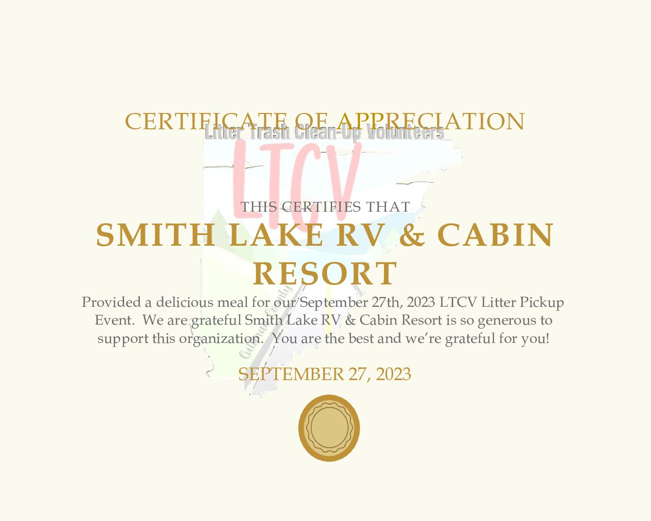 Thank you, Smith Lake RV & Cabin Resort